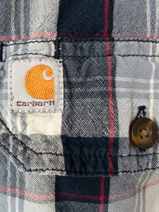 Carhartt Other - Carhartt Plaid Shirt M Relaxed Fit Blue Gray Cotton Distressed Workwear Classic
